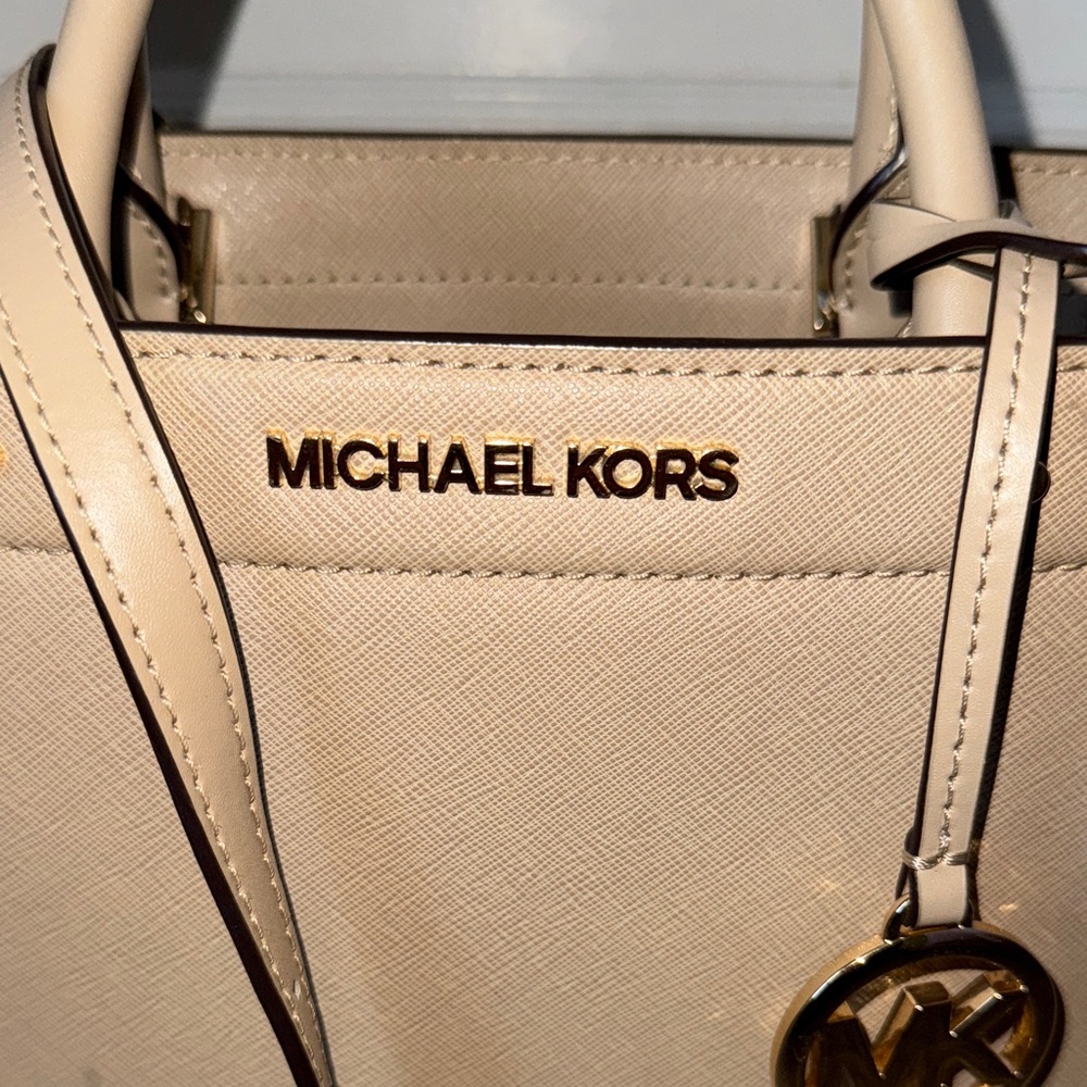 Michael Kors Beige Leather Satchel - Picture 2 of 10